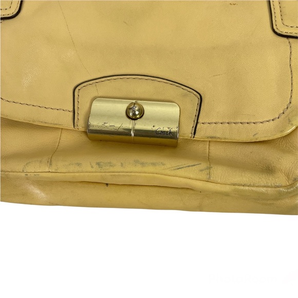 Coach Kristin F22304 Yellow Leather Satchel Double Zip Crossbody Bag - Picture 12 of 13